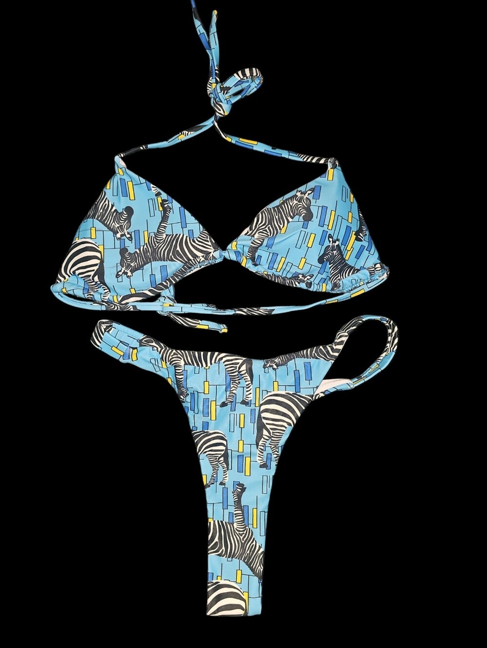Nwt! 2-piece Zebra Thong Bikini Swimsuit Set